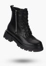 Buty Damskie BIG STAR Botki Skórzane Ocieplane Czarne OO274A257