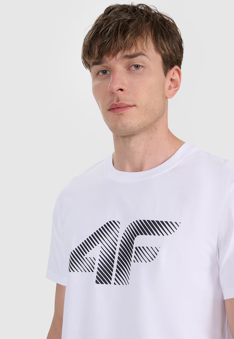 Koszulka Męska 4F T-shirt Z Nadrukiem Regular Biały 4FWMM00TTSHM2257