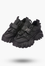 Buty Damskie Czarne Sneakersy na wysokiej podeszwie ocieplane 364