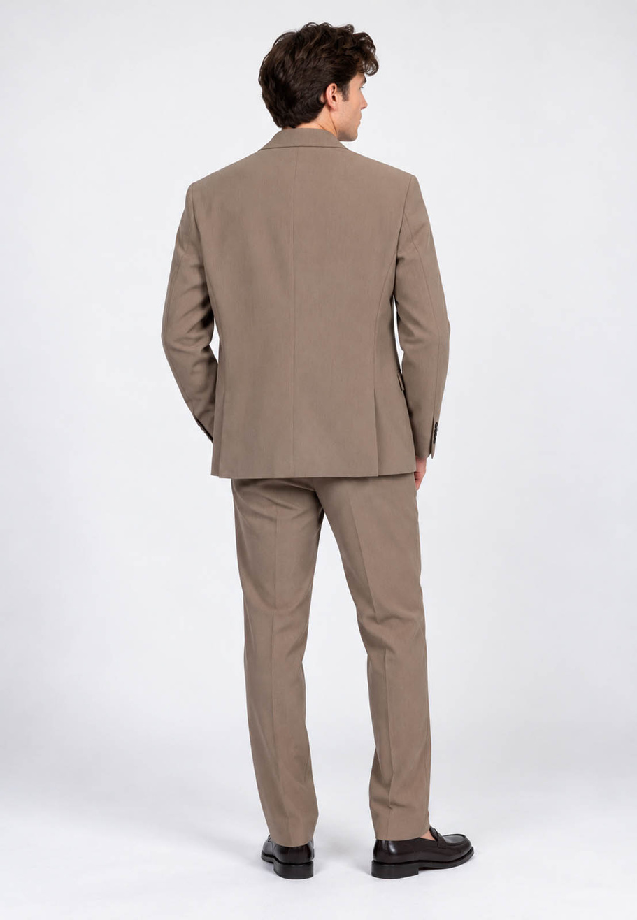 Marynarka Męska Dwurzędowa Elegancka Wizytowa Dopasowana Slim Fit Beżowa