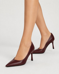 Szpilki Damskie Ekoskóra Eleganckie Buty Na Obcasie Klasyczne Bordowe