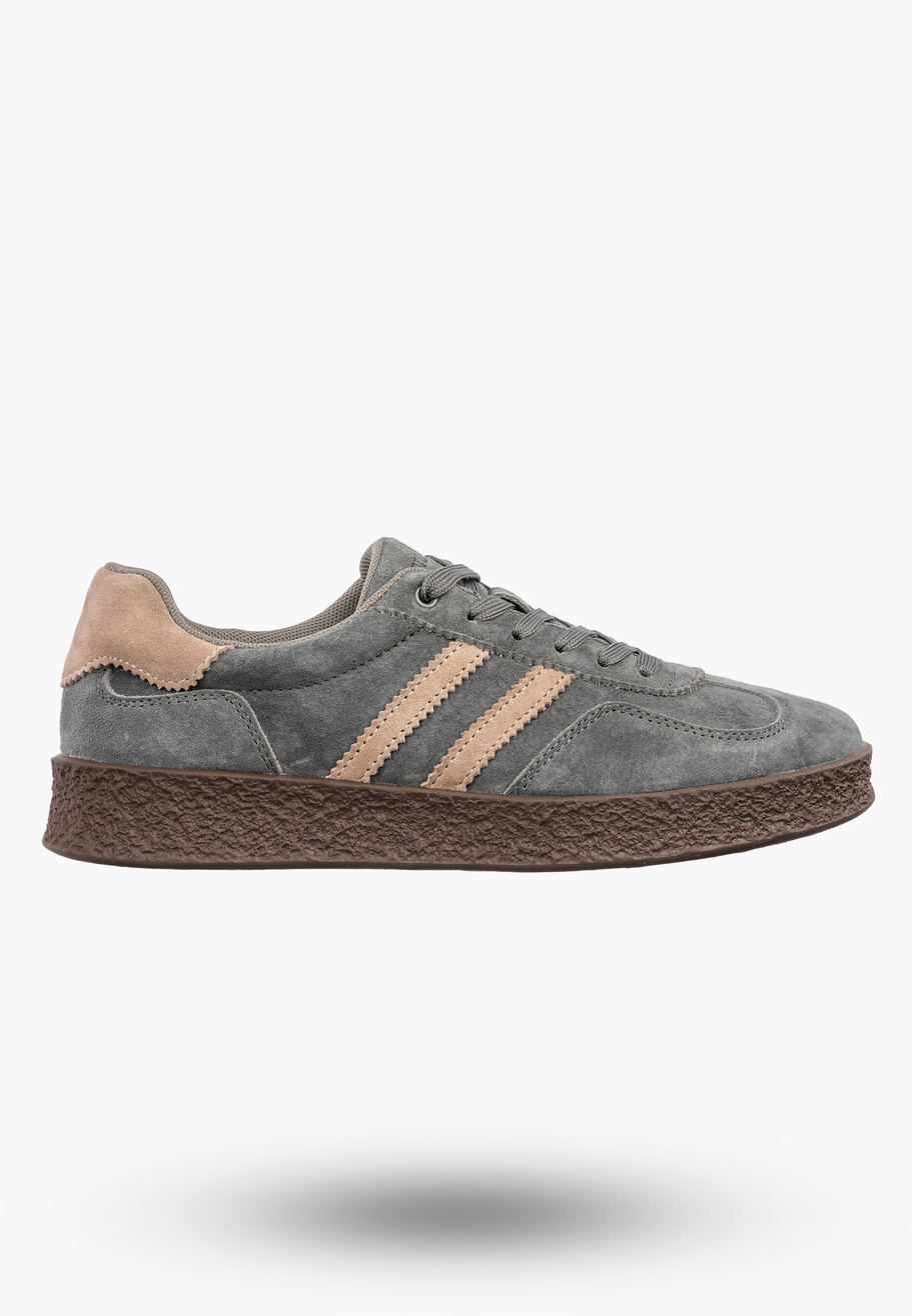 Sneakersy Damskie Skórzane Buty Sportowe Casual Szare S.Barski
