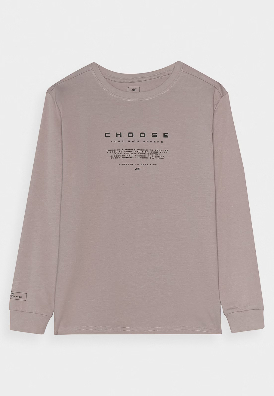 Longsleeve Chłopięcy 4F Regular Z Nadrukiem Szary 4FJWAW24TLONM294