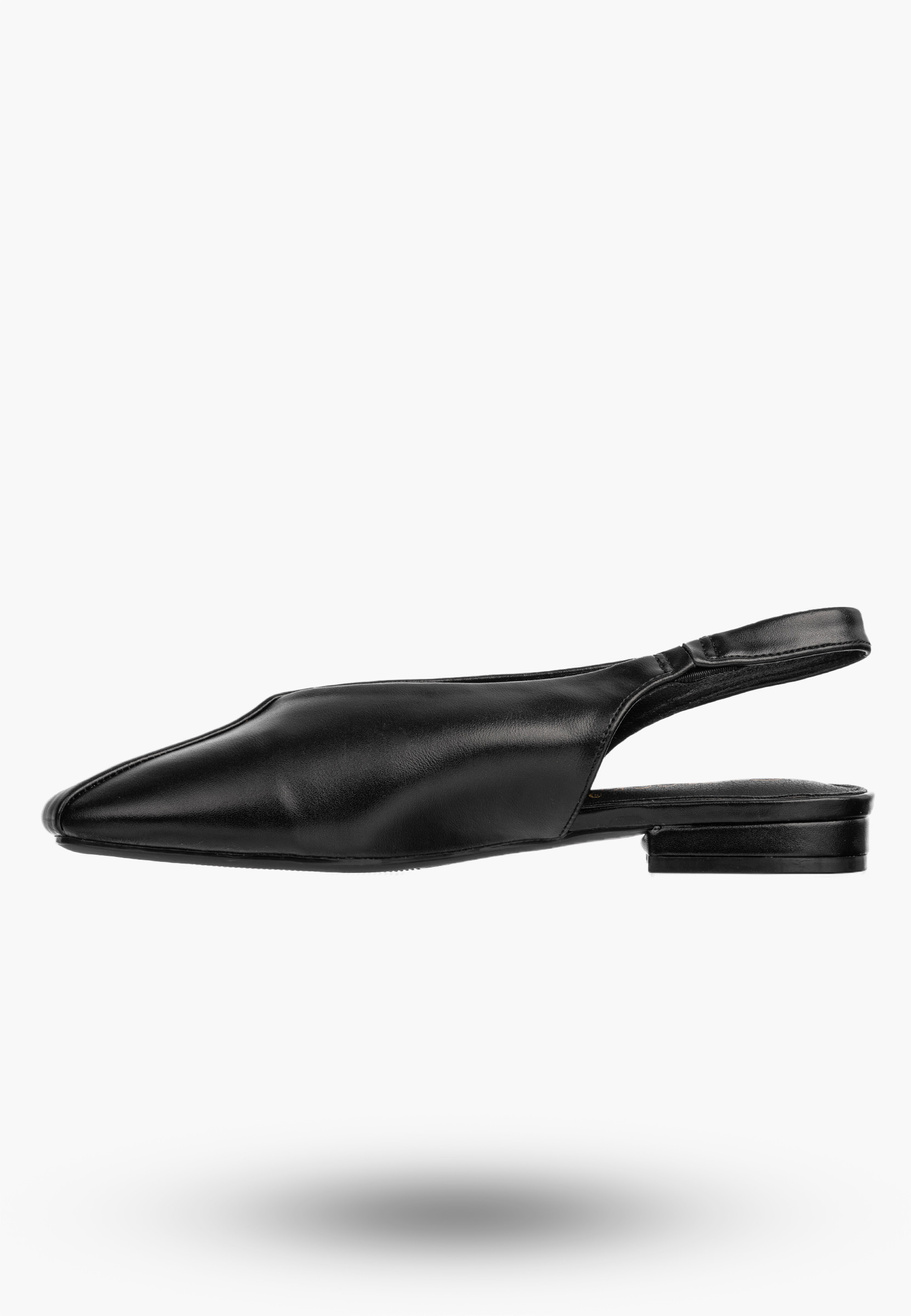 Baleriny Damskie Ekoskóra Slingback Buty z odkrytą piętą Czarne Potocki 26-20335