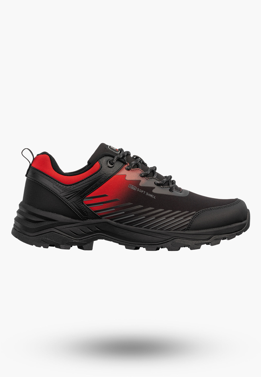 Buty Trekkingowe Męskie DK Softshell Sportowe Wodoodporne Czarno-Czerwone