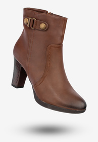 Botki Damskie Ekoskóra Buty Na Zimę Ocieplane Na Obcasie Sergio Leone Brązowe 5318