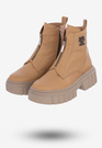 Botki Damskie Buty Skórzane Trapery Na Zimę Camel 1292