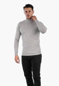 Półgolf Męski Elegancki Sweter Klasyczny Szary PG-S-1-2024