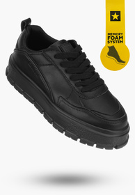 Buty Damskie BIG TAR Czarne Sneakersy Lekkie Eko Skóra NN274376