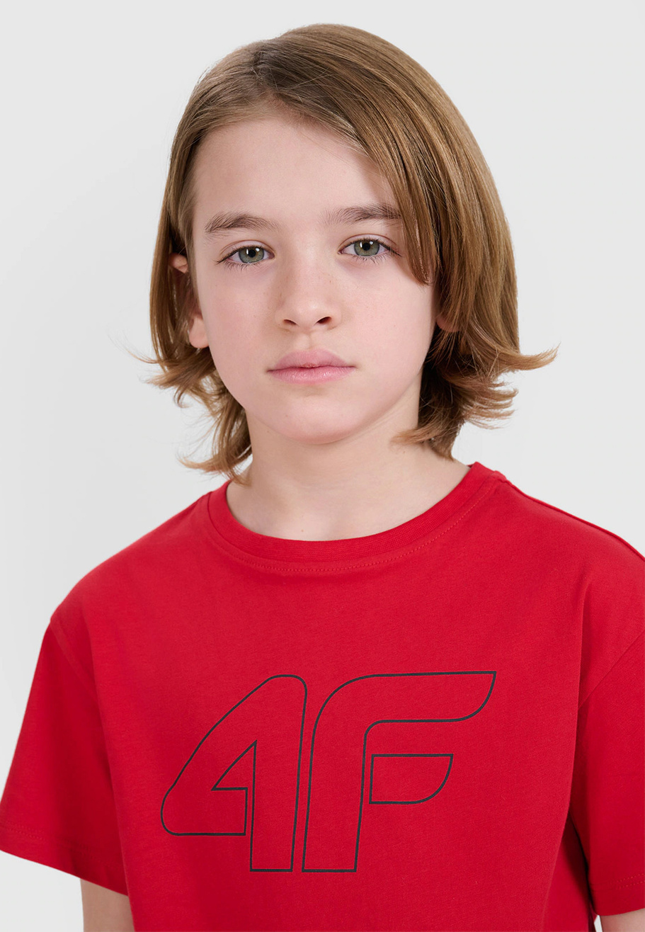 Koszulka Chłopięca 4F T-shirt Z Nadrukiem Czerwony 4FJWSS25TTSHM2325
