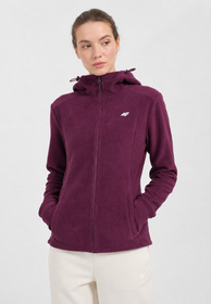 Polar Damski 4F Bluza Z Kapturem Mikropolar Regular Burgundowa 4FWAW26TFLEF478