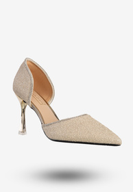 Szpilki Damskie Ekoskóra Błyszczące Buty Na Obcasie Złote Minglong Shoes 252-61J
