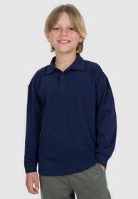 Longsleeve Chłopięcy 4F Regular Bluzka z kołnierzykiem Granatowa 4FJWAW25TLONM483