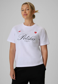 Koszulka Damska 4F Polska Bawełniany T-Shirt Casual Biała Sportowa 4FRSS26TTSHF4206