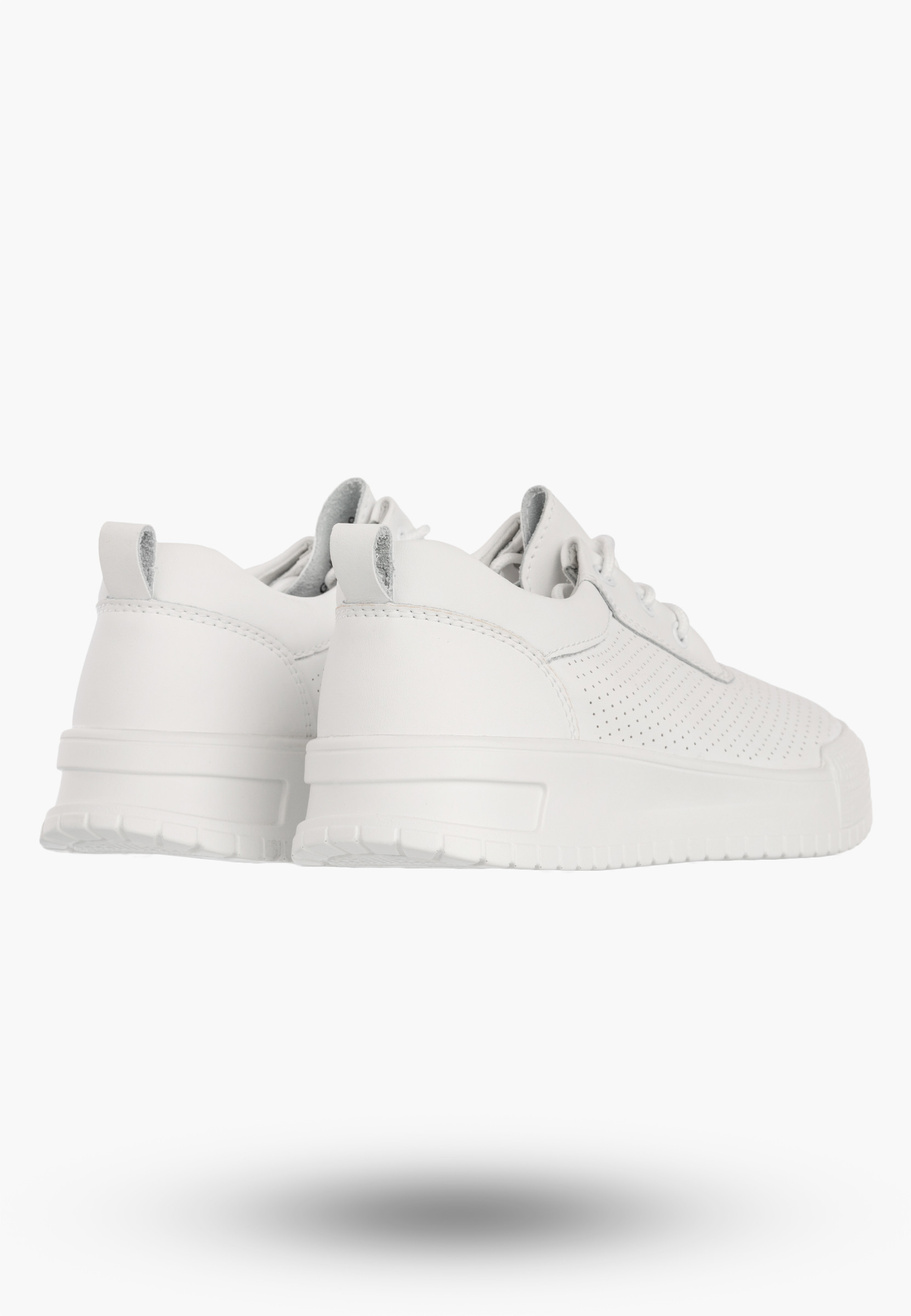 Sneakersy Damskie Skórzane Buty Ażurowe Półbuty Casual Białe Goodin