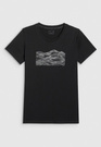 Koszulka Damska 4F T-shirt Regular Z Nadrukiem Czarny 4FWSS26TTSHF2785