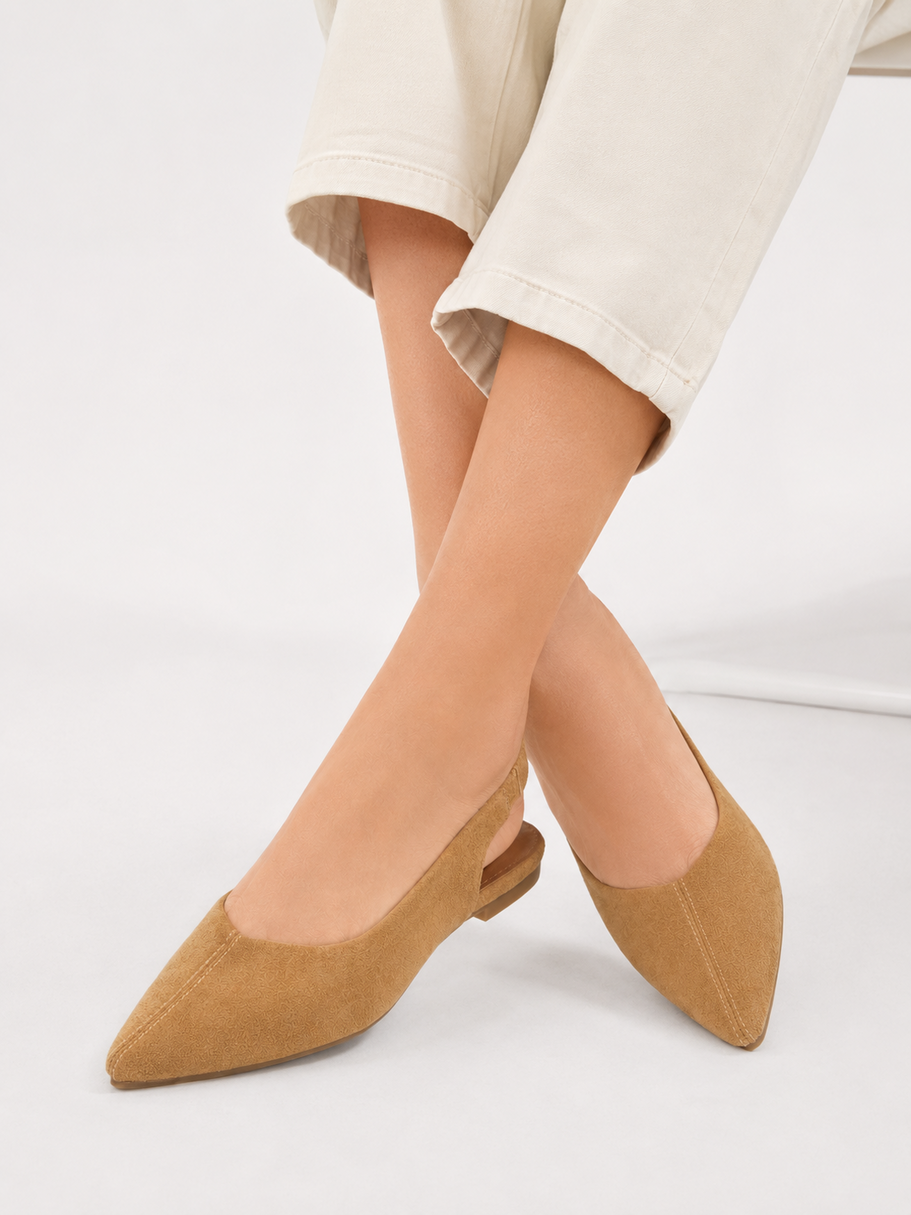 Baleriny Damskie Slingback Buty z odkrytą piętą Eleganckie Camel