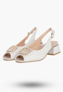 Sandały Damskie Ekoskóra Buty Na Klocku Niskie Eleganckie Białe 26-12813WH