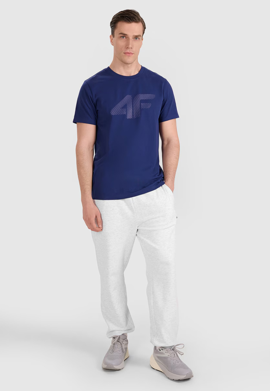 Koszulka Męska 4F T-shirt Z Nadrukiem Regular Granatowa 4FWMM00TTSHM2257