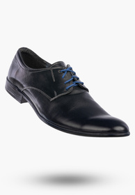 Półbuty Wizytowe Męskie Skórzane Buty Eleganckie Granatowe ZARANTO