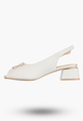 Sandały Damskie Ekoskóra Buty Na Klocku Niskie Eleganckie Białe 26-12813WH