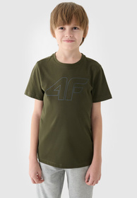 Koszulka Chłopięca 4F T-shirt Regular z logo Khaki 4FJWMM00TTSHM1627