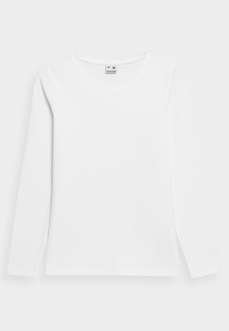 Longsleeve Damski 4F Slim Gładki Koszulka z Długim Rękawem Biała 4FWMM00TLONF376