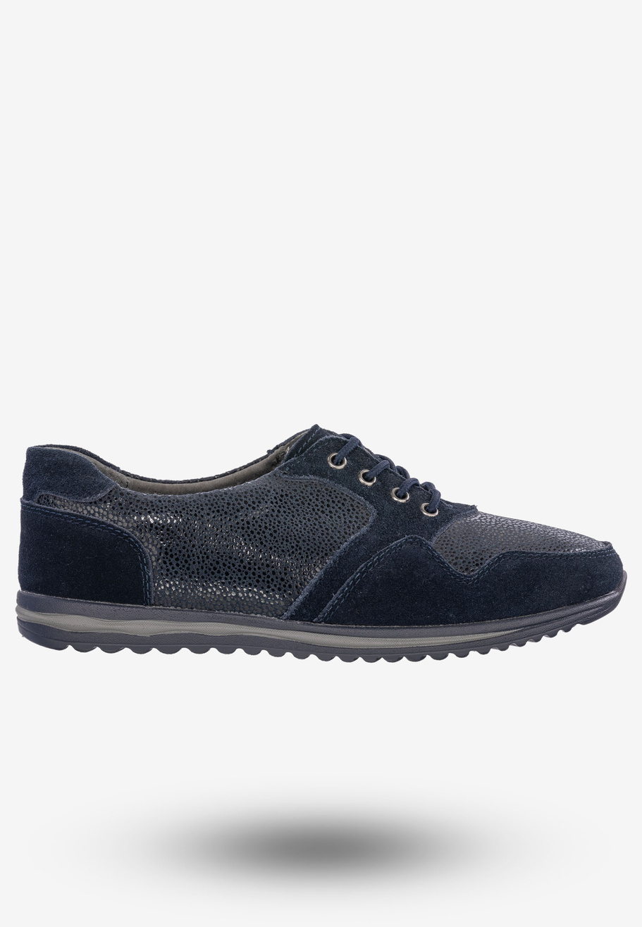 Półbuty Damskie Buty Skórzane Sneakersy Granatowe DK FJL160084