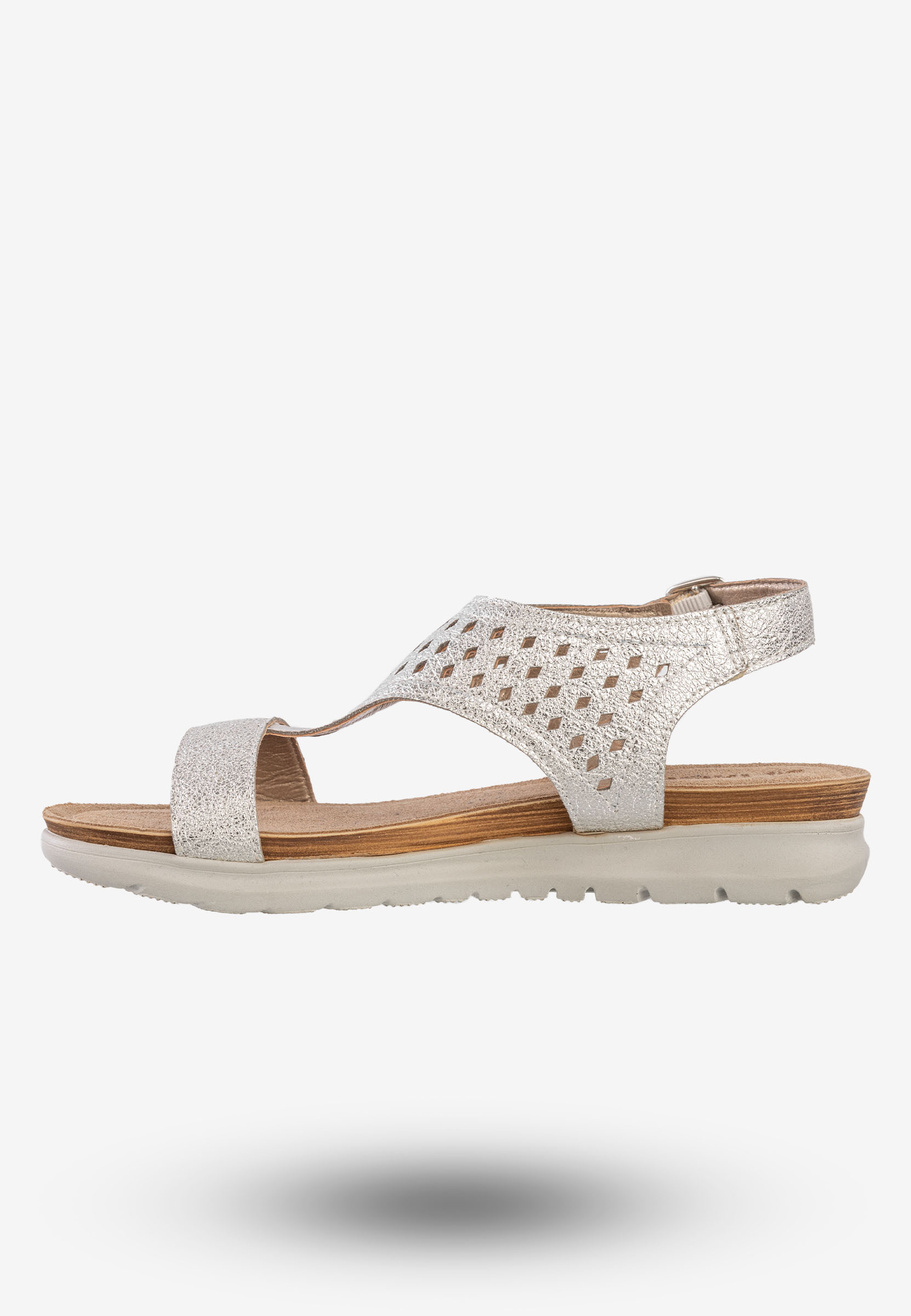 Sandały Damskie Ekoskóra Buty Eleganckie Inblu Srebrne TU000037