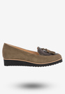 Buty Damskie Mokasyny Na Koturnie Modne Khaki 1152X