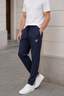 Spodnie Męskie SIKSILK Eleganckie Prążkowane Casual Joggery Granatowe