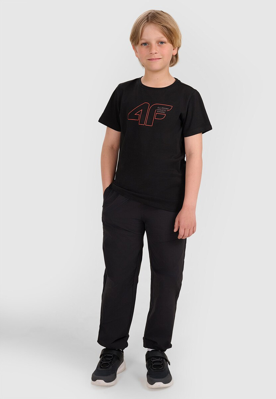 Koszulka Chłopięca 4F T-shirt Z Logo Sportowy Czarny 4FJWAW25TTSHM2417
