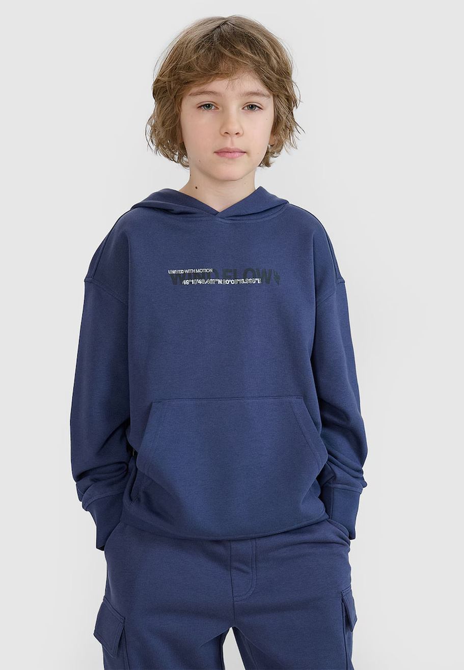 Bluza Chłopięca 4F Sportowa Oversize Bawełniana Z Kapturem Antracytowa 4FJWSS25TSWSM1511-22S