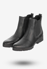 Buty Damskie Botki Ze Skóry Naturalnej Na Płaskim Obcasie Na Zimę Granatowe B-117/3