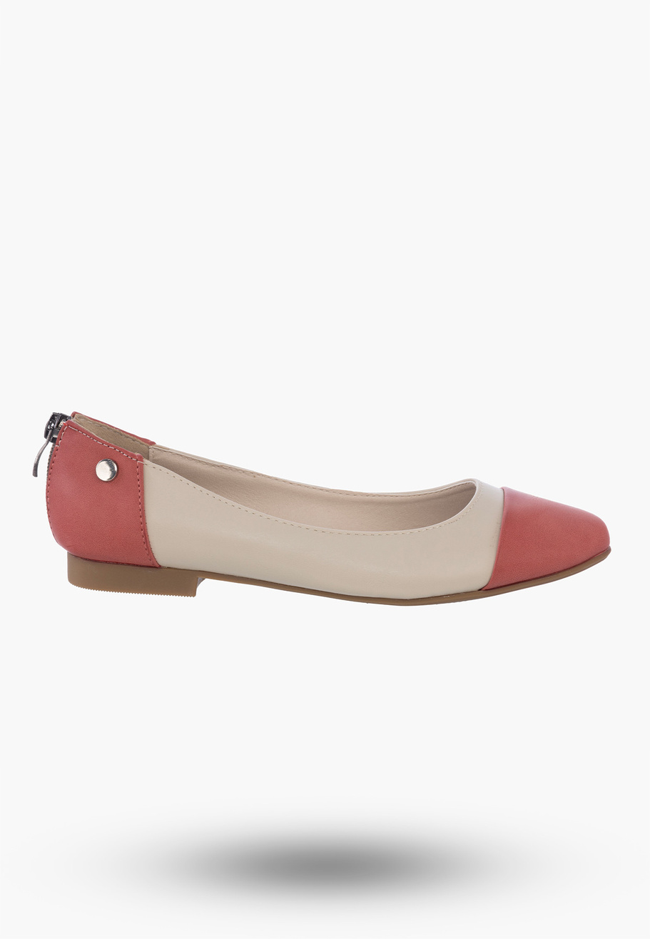 Buty Damskie Baleriny Beżowe Ekoskóra MR1460-1