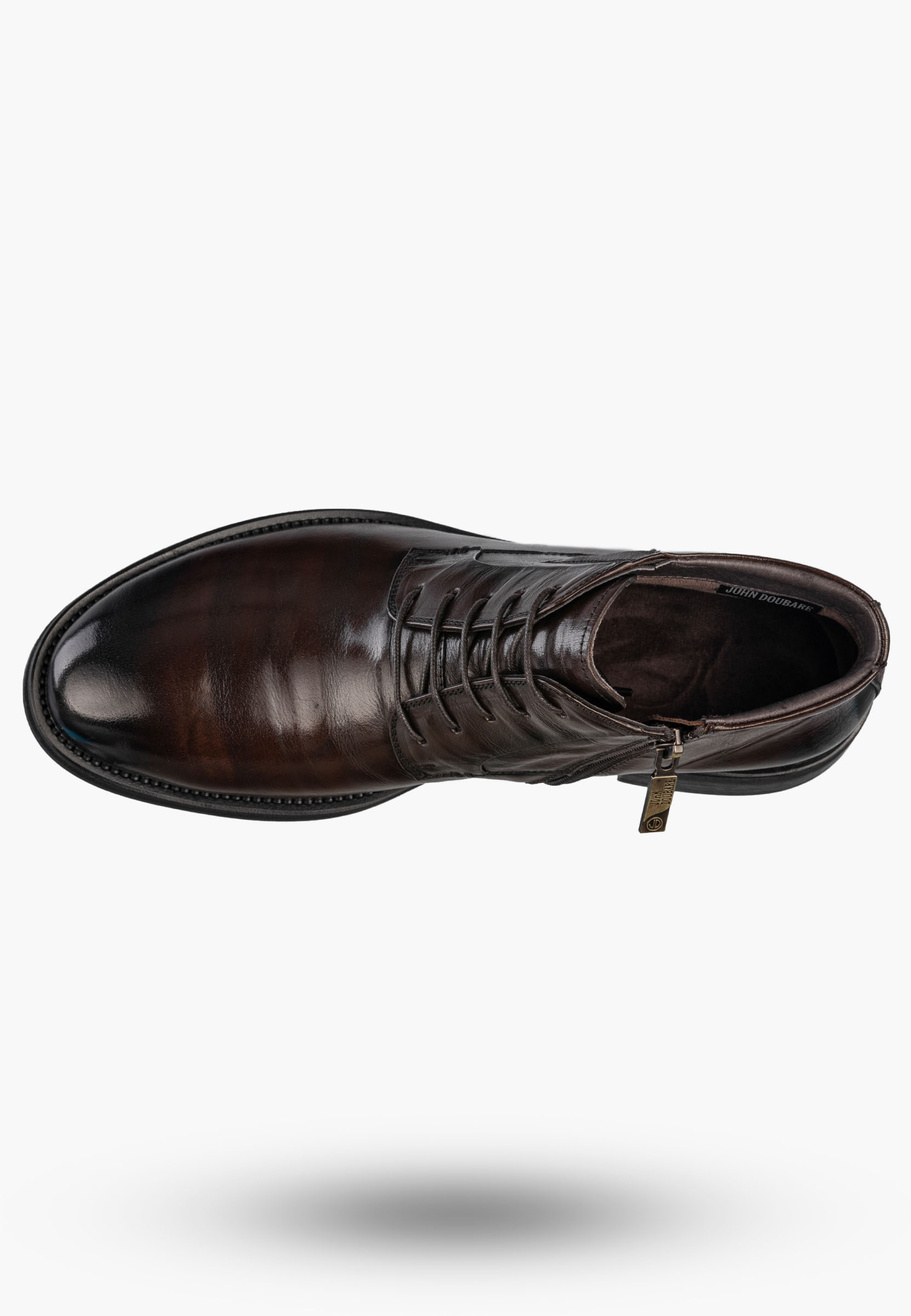 Buty Męskie JOHN DOUBARE Skórzane Botki Trzewiki Eleganckie Brązowe V61B-13-132