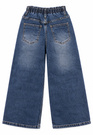 Jeansy Dziewczęce Szerokie z Kokardkami Wysoki Stan Denim Niebieskie