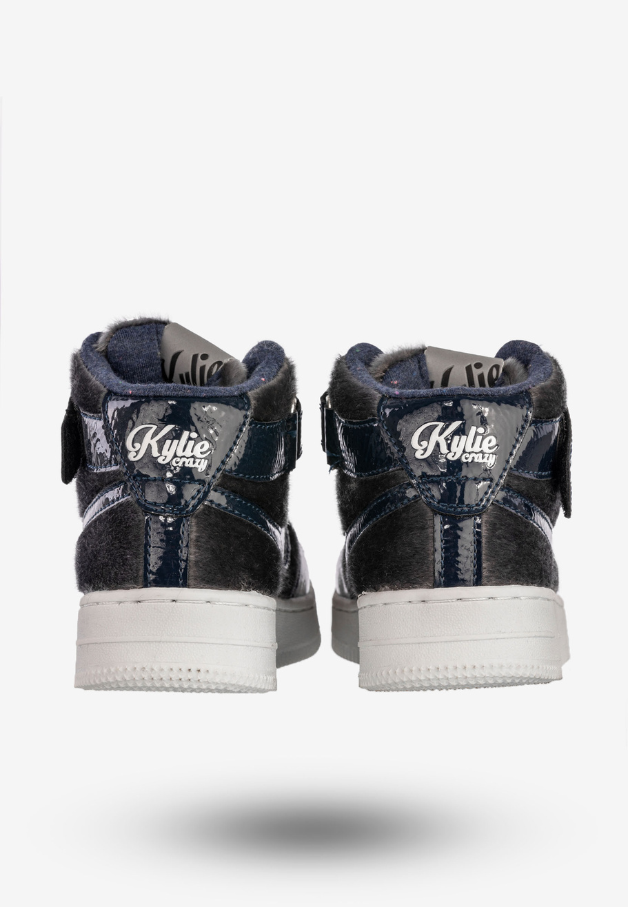 Sneakersy Dziecięce Buty Zimowe Na Rzepy Wysokie Granatowe