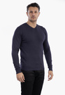 Sweter Męski Elegancki Klasyczny w serek Granatowy S2005