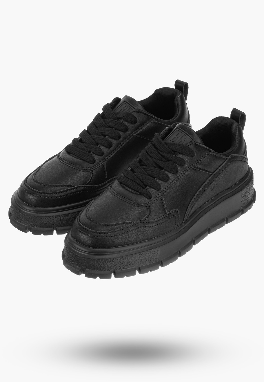Buty Damskie BIG TAR Czarne Sneakersy Lekkie Eko Skóra NN274376