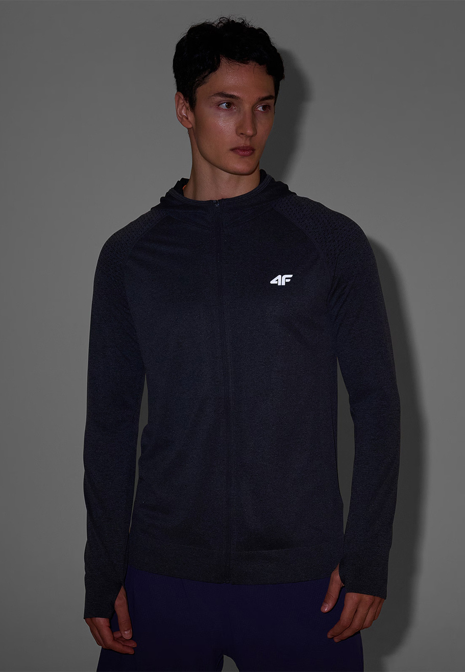 Bluza Męska 4F Sportowa Rozpinana Z Kapturem Szybkoschnąca Szara 4FWSS25TFSWM544