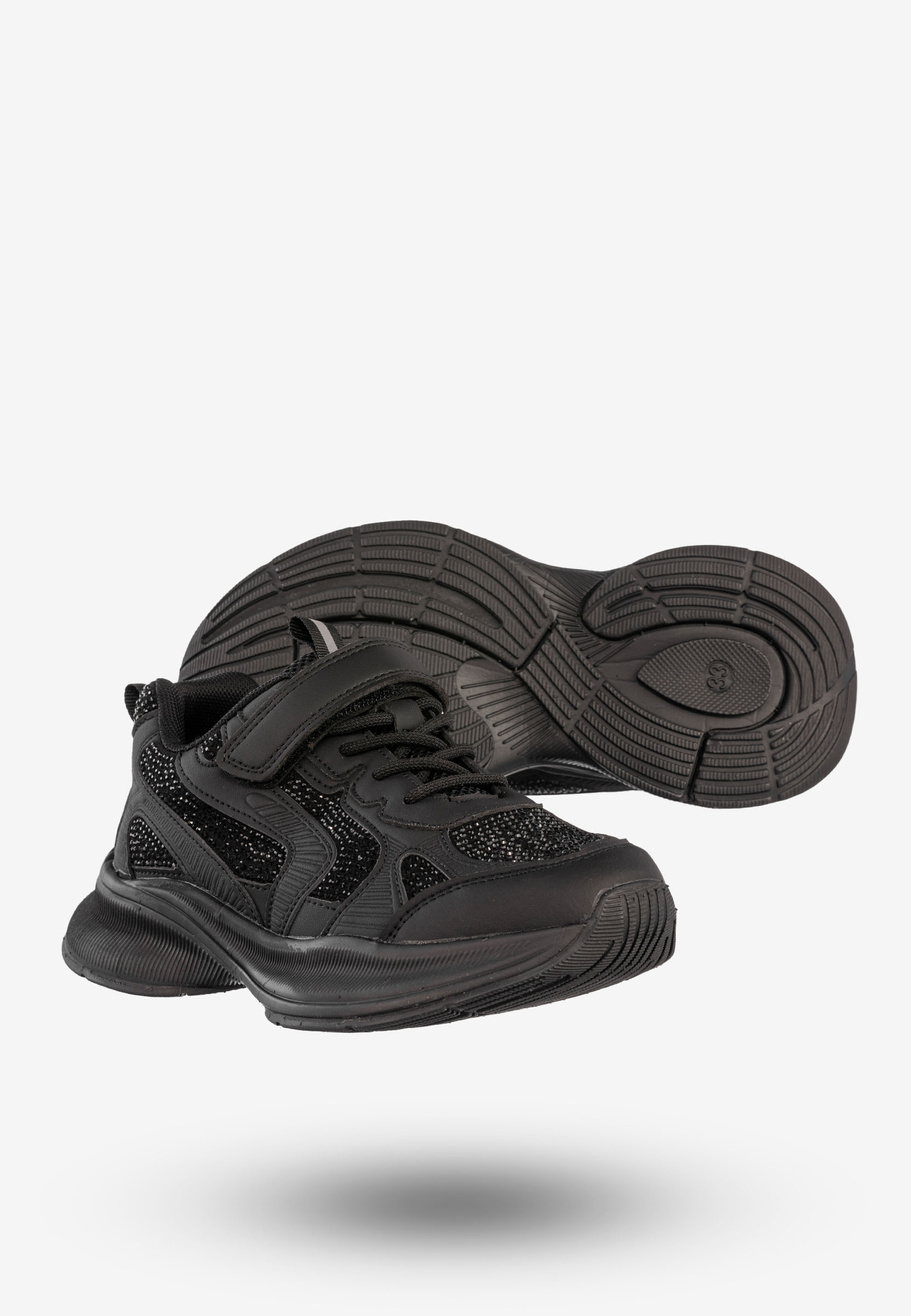Sneakersy Dziecięce Ekoskóra Buty Sportowe Na Rzepy Półbuty Czarne Apawwa G1815P