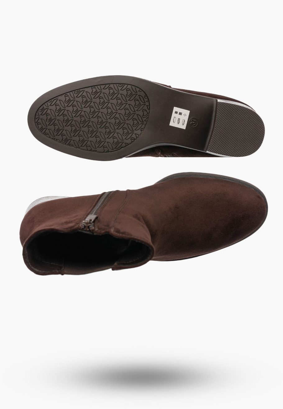 Botki Damskie Eleganckie Buty Na Obcasie Na Jesień Zimę Brązowe