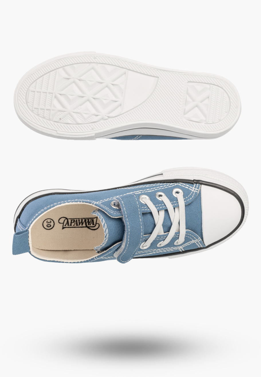 Trampki Dziecięce Buty Na Rzepy Tenisówki Materiałowe Casual Niebieskie APAWWA