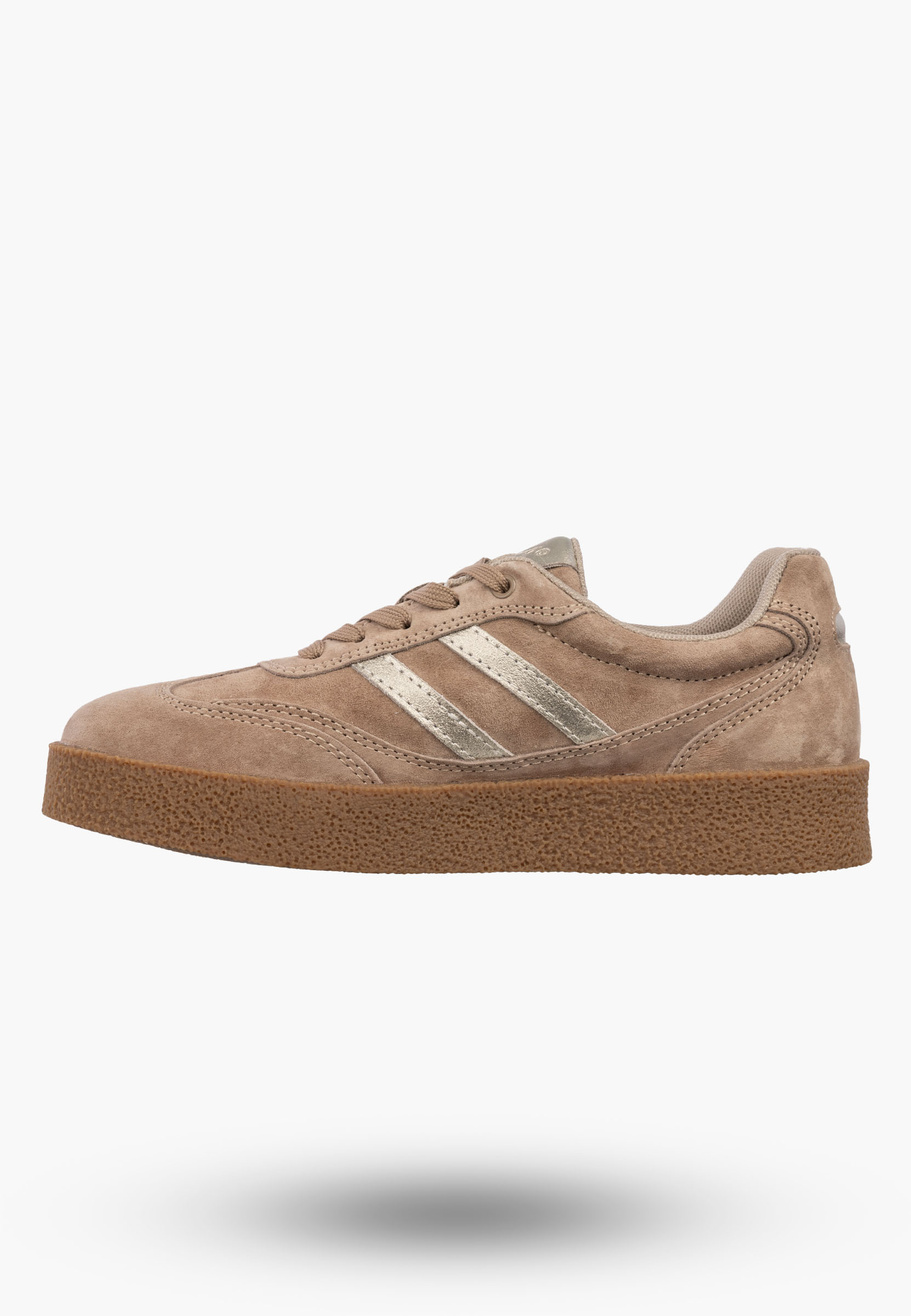 Sneakersy Damskie Skórzane Buty Sportowe Półbuty Beżowe D&A