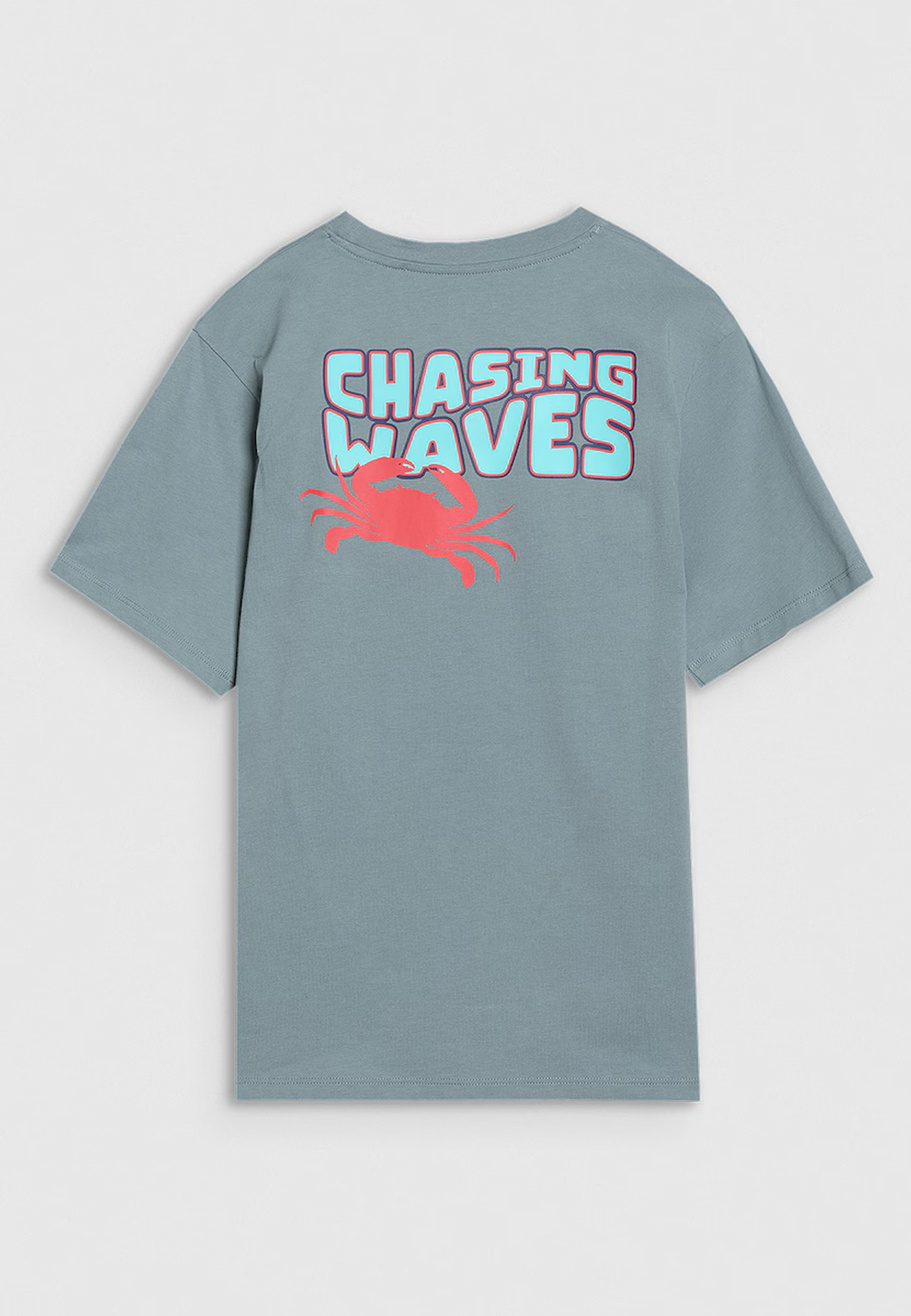 Koszulka Chłopięca 4F Sportowa Bawełniana Oversize T-Shirt Turkusowa 4FJWSS25TTSHM1914