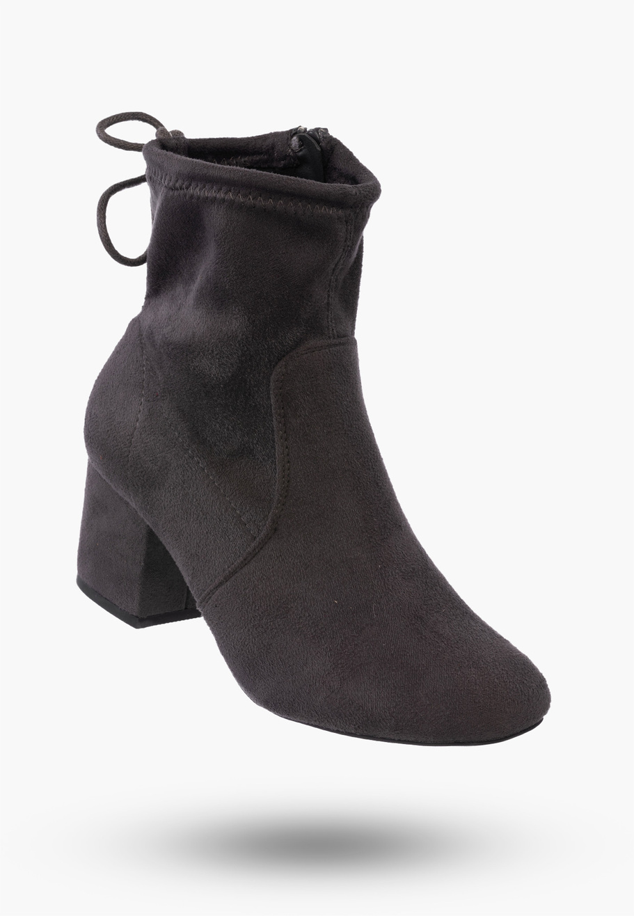 Buty Damskie Botki Zamszowe Szare Na Klocku Modne Na Zimę GD-BM-84