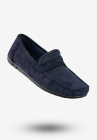 Mokasyny Męskie Eleganckie Buty Wizytowe Unisoft Granatowe 24MN02-7710