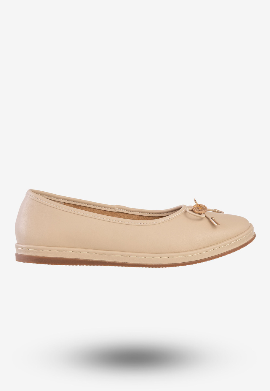 Baleriny Damskie Skórzane Buty Eleganckie Filippo Beżowe DP6856/25BE
