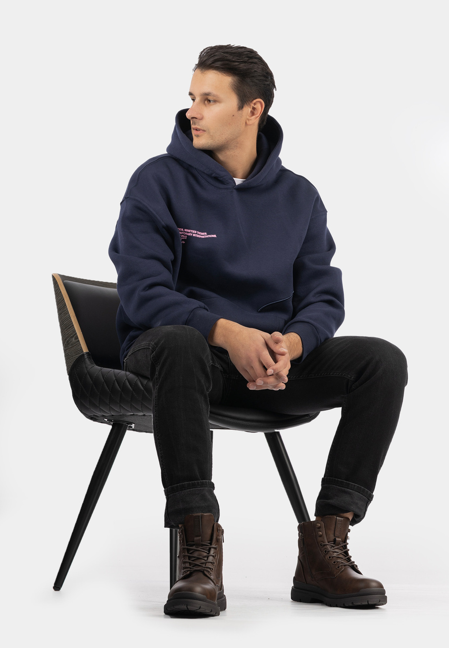 Bluza Męska Z Kapturem Różowa Pantera Casual Streetwear Granatowa 2512
